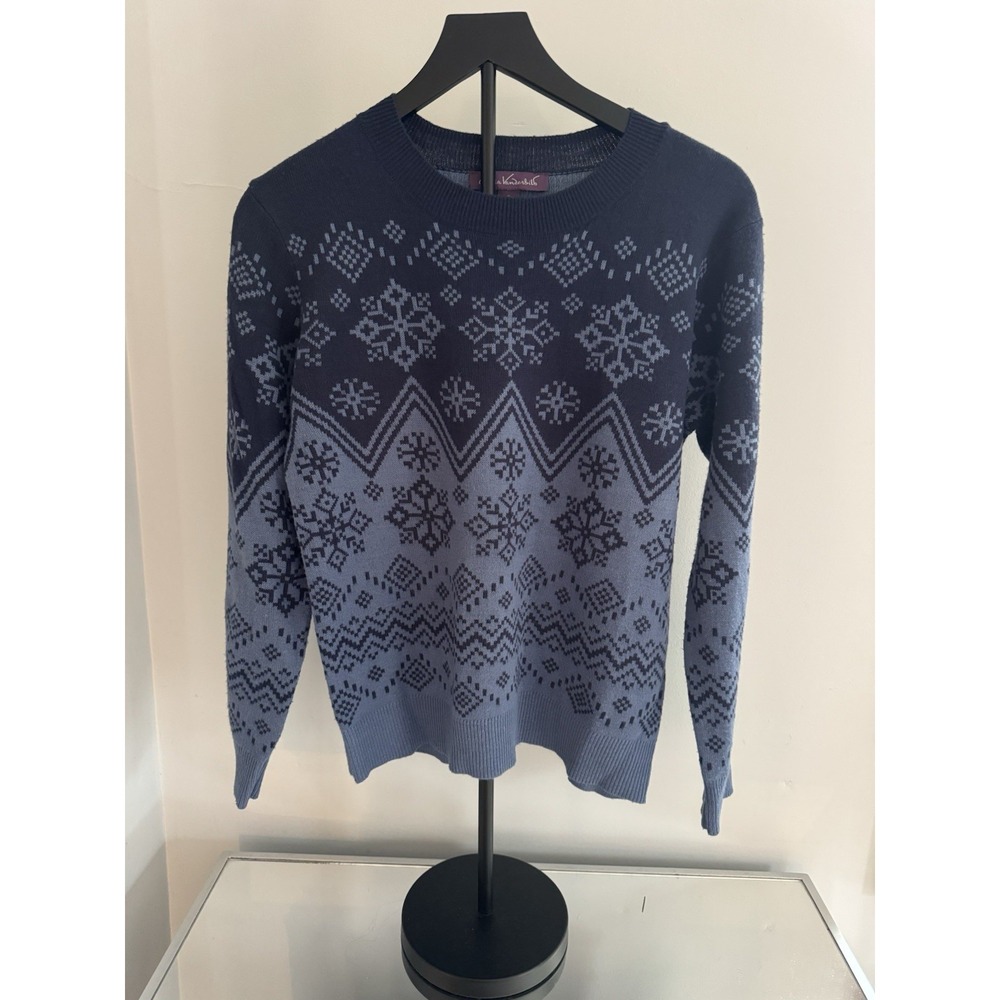 Gloria Vanderbilt Nordic Snowflake Ombre Knit Winter Sweater Sz S Cozy